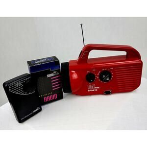 Vintage Radios Flashlights Red Sportie AmFm With Siren Sound Tech Transistor Am